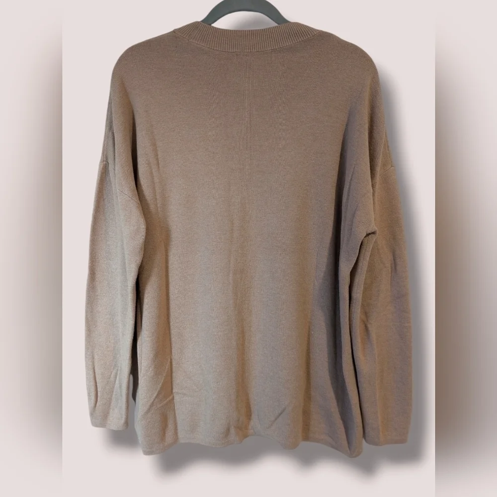 Banana Republic Men's Camel High-Low Crewneck Pocket Pullover Sweater Comfort